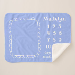 Simple Scalloped Rectangle Frame Baby Milestone Sherpa Blanket