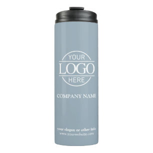 Simple Scandinavian Blue Promotional Business Logo Thermal Tumbler