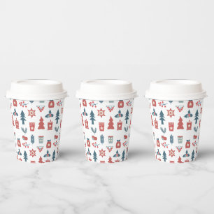 Simple Scandinavian Christmas Pattern Paper Cups