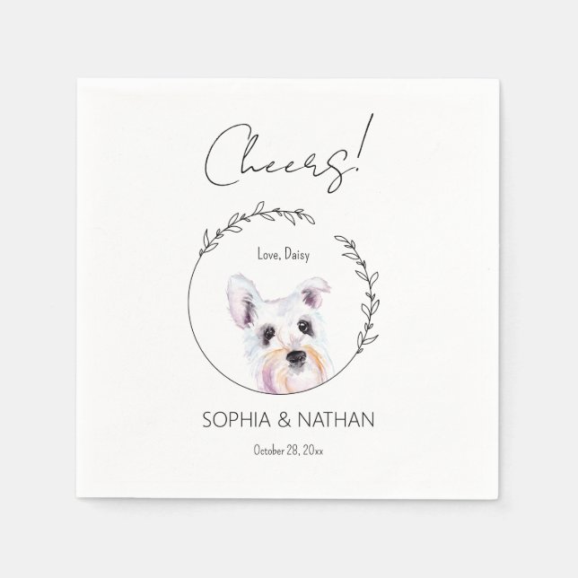 Simple Schnauzer Dog Wedding Cocktail Napkins (Front)