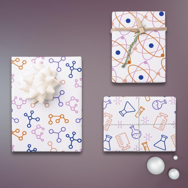 Simple Science Molecules Laboratory Pattern Wrapping Paper Sheet (Creator Uploaded)