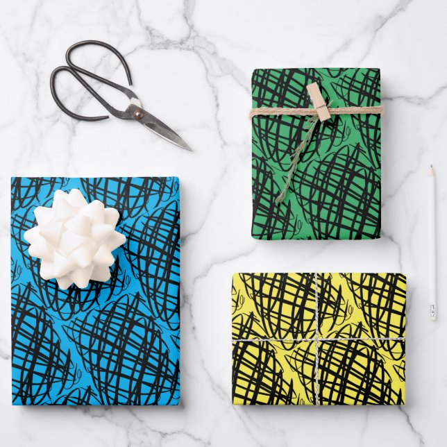 Simple Scribble | Angle | Multi Colour Backgrounds Wrapping Paper Sheet (Front)