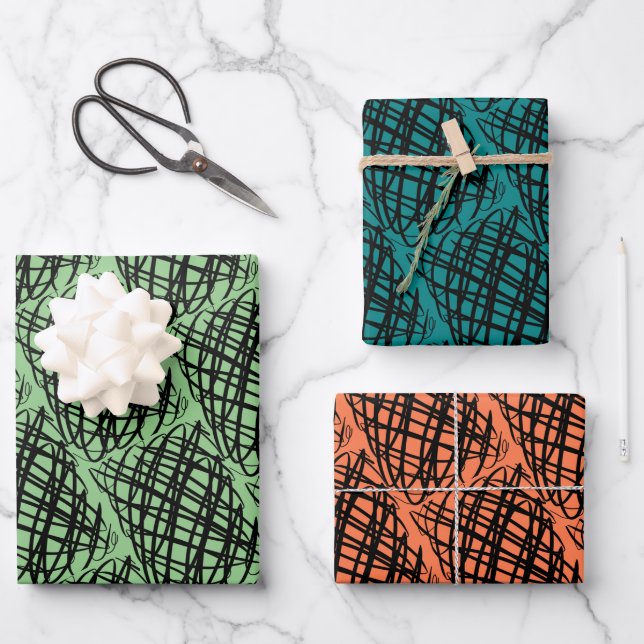 Simple Scribble | Angle | Multi Colour Backgrounds Wrapping Paper Sheet (Front)