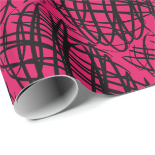 Simple Scribble Black Angled Ruby Wrapping Paper
