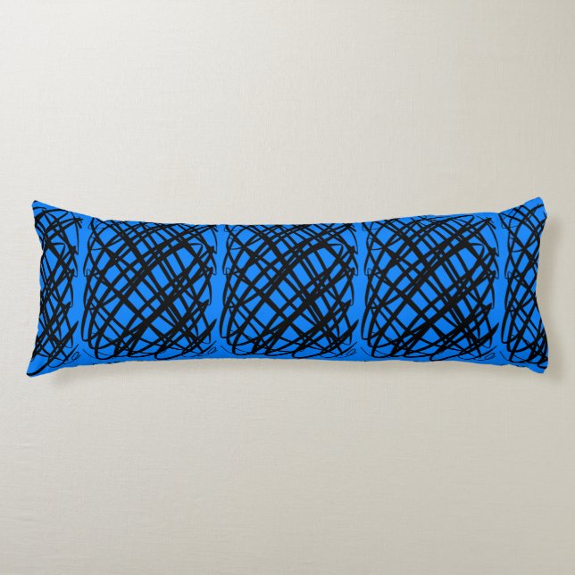 Simple Scribble | Black | Centre Tiled | Blue | Body Pillow (Front)
