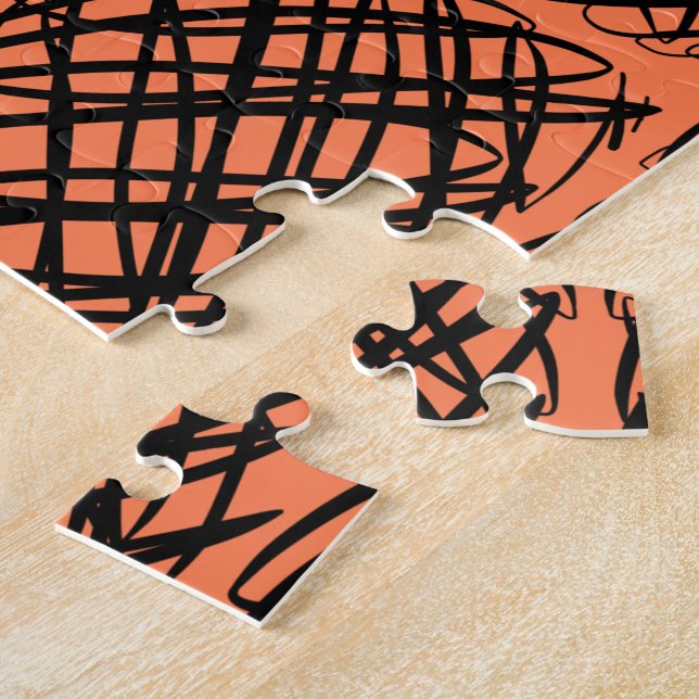 Simple Scribble | Black | Centre Tiled | Coral | Jigsaw Puzzle (Side)