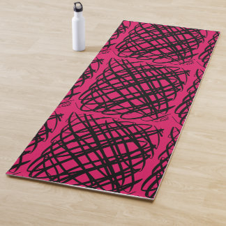Simple Scribble | Black | Centre Tiled | Ruby | Yoga Mat
