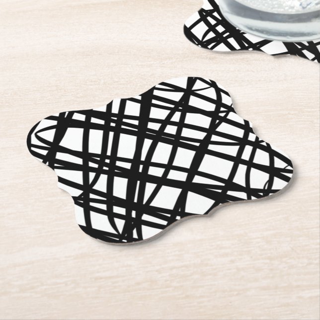 Simple Scribble | Black | Paper Coaster (Angled)