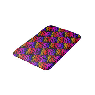 Simple Scribble   Half Drop   Black Background   Bath Mat