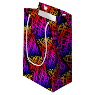 Simple Scribble Half Drop Black Background Small Gift Bag