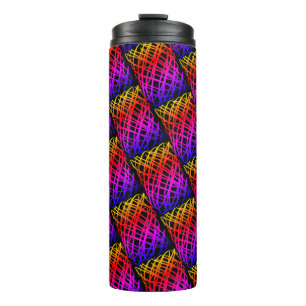 Simple Scribble   Half Drop   Black Background    Thermal Tumbler