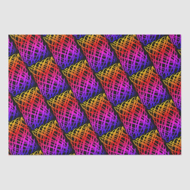 Simple Scribble | Half Drop | Black Background | Tissue Paper (Front)