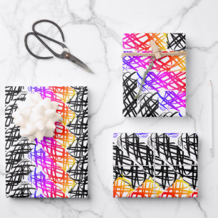 Simple Scribble   Herring Bone   Twist   Wrapping Paper Sheet