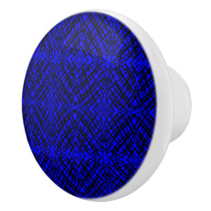 Simple Scribble Mirror Tiling Blue Ceramic Knob