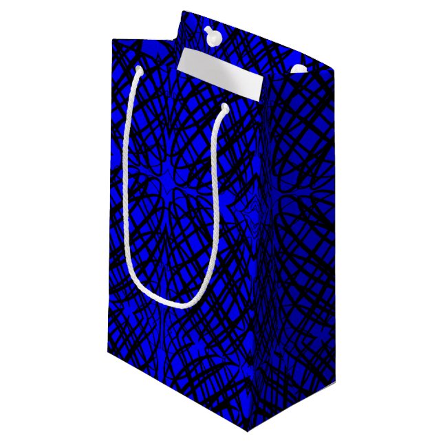 Simple Scribble | Mirror Tiling | Blue | Small Gift Bag (Front Angled)