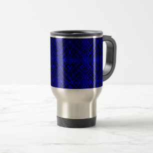 Simple Scribble   Mirror Tiling   Blue   Travel Mug