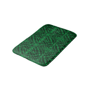 Simple Scribble Mirror Tiling Green Bath Mat
