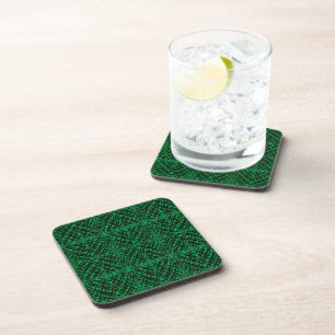 Simple Scribble Mirror Tiling Green Coaster