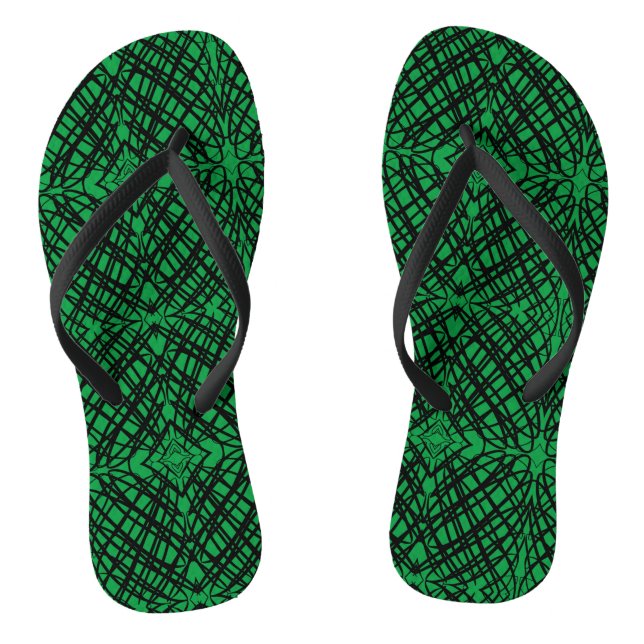 Simple Scribble | Mirror Tiling | Green | Flip Flops (Footbed)