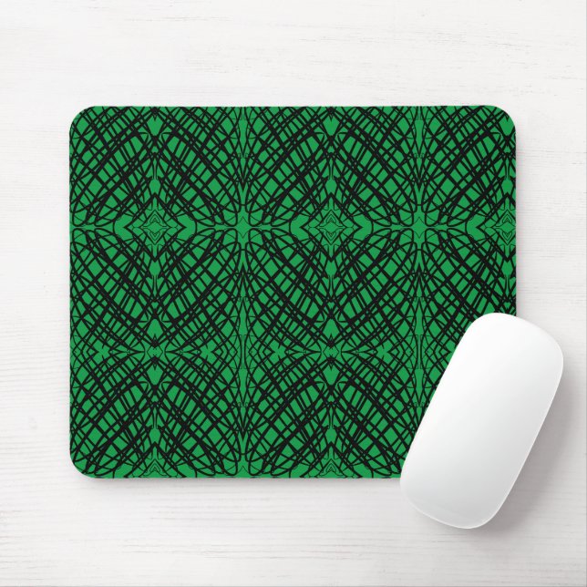Simple Scribble | Mirror Tiling | Green | Mouse Pad (With Mouse)