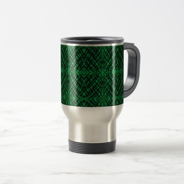 Simple Scribble | Mirror Tiling | Green | Travel Mug (Front Right)