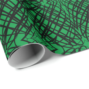Simple Scribble Mirror Tiling Green Wrapping Paper