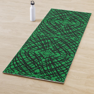 Simple Scribble Mirror Tiling Green Yoga Mat