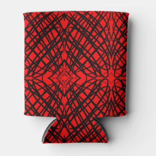 Simple Scribble Mirror Tiling Red Can Cooler