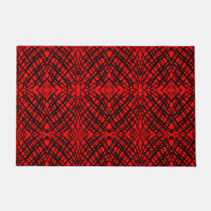 Simple Scribble Mirror Tiling Red Doormat