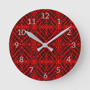Simple Scribble   Mirror Tiling   Red   Round Clock