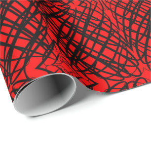 Simple Scribble Mirror Tiling Red Wrapping Paper