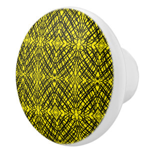 Simple Scribble Mirror Tiling Yellow Ceramic Knob