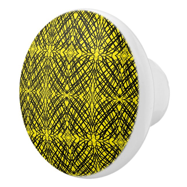 Simple Scribble | Mirror Tiling | Yellow | Ceramic Knob (Right)