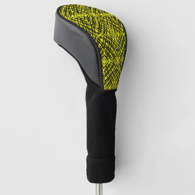 Simple Scribble | Mirror Tiling | Yellow | Driver Golf Head Cover (Angled)