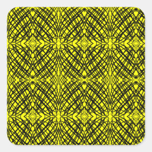 Simple Scribble Mirror Tiling Yellow Square Sticker