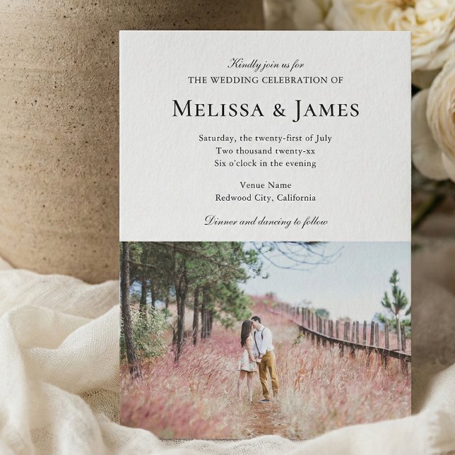 Simple Script 2 Photo White Wedding Invitation (Creator Uploaded)