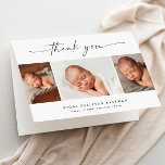 Simple Script 3 Photo Collage Baby Thank You Card<br><div class="desc">Simple Script 3 Photo Collage Baby Thank you card. The interior includes a thank you message that you can personalize or remove if you prefer to hand write your thank you.</div>