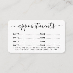 Simple Script Appointment Card - Black & White