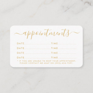 Simple Script Appointment Card - Gold & White