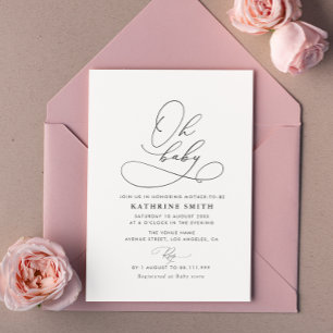 simple script baby shower invitation