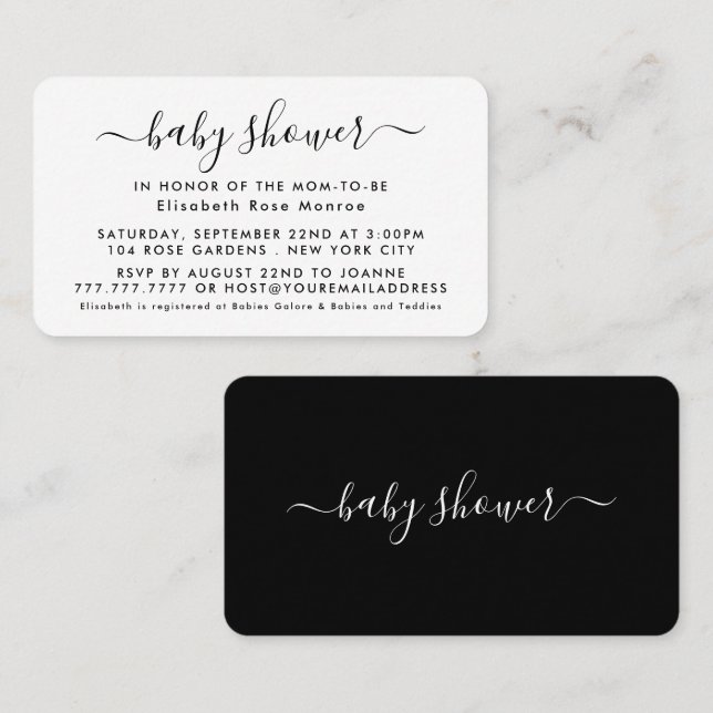 Simple Script - Baby Shower Ticket Invitation (Front/Back)