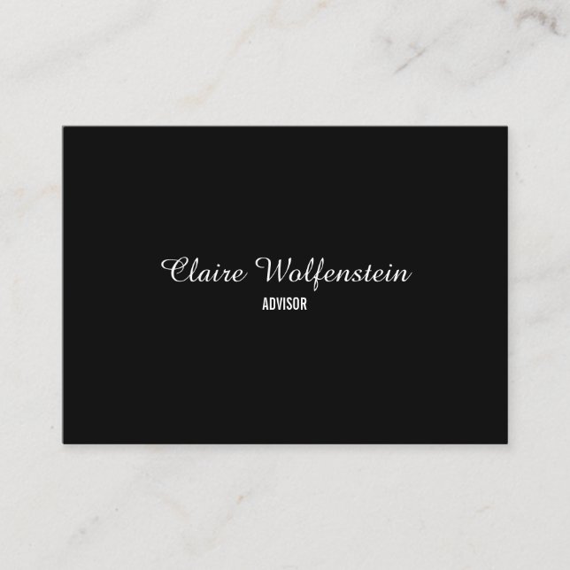 Simple Script  Black and White Professional Business Card (Front)