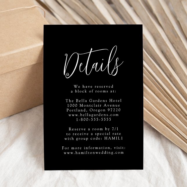Simple Script Black and White Wedding Details Enclosure Card (Creator Uploaded)