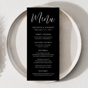 Simple Script Black and White Wedding Menu
