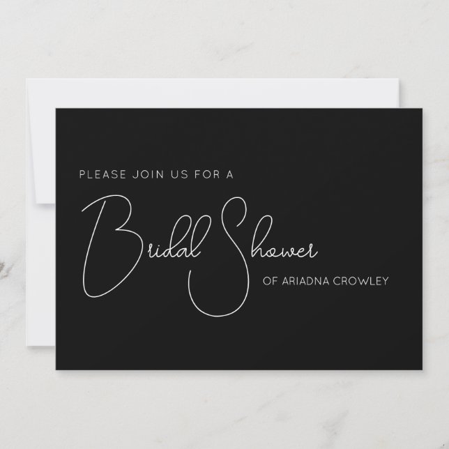 Simple Script Black Bridal Shower Invitation (Front)