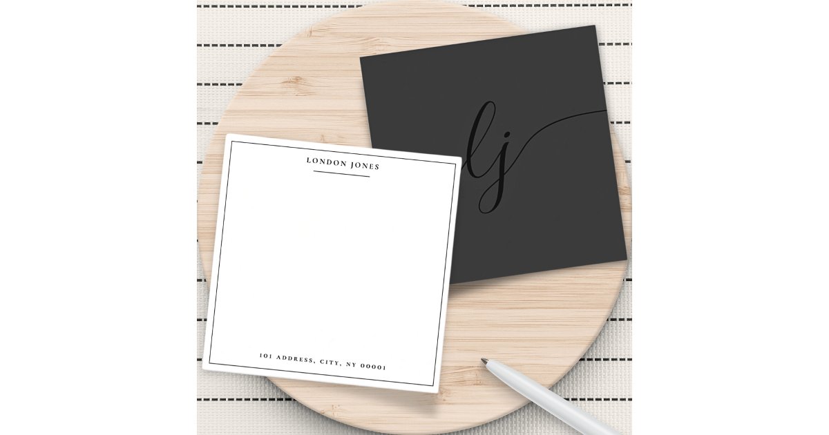Simple Script Black Modern Personalized Stationery Card | Zazzle