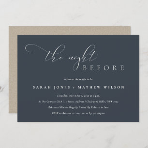 Simple Script Black Navy Night Before Diner Invite