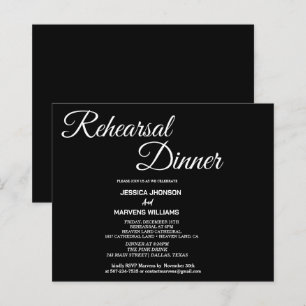 Simple script black  rehearsal dinner invititation