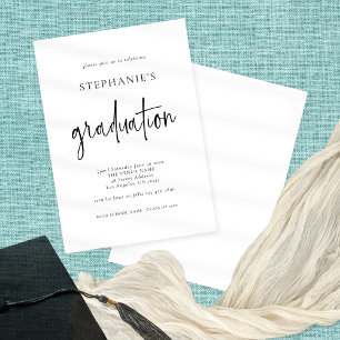 Simple Script Black White Any Colour Graduation Invitation