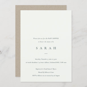 Simple Script Black White Baby Shower  Invite